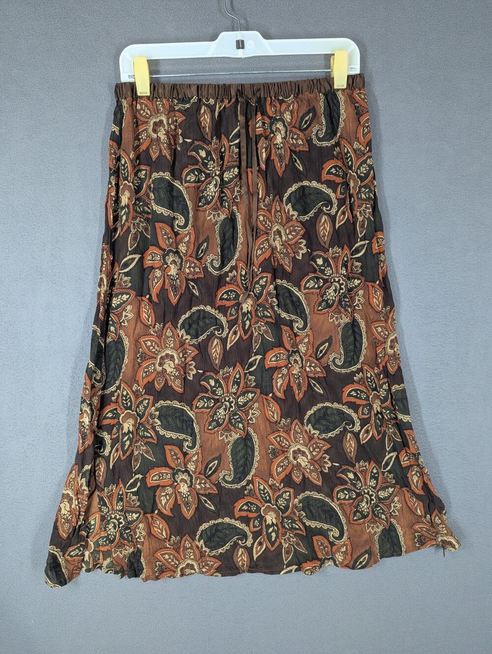 Vintage Amanda Smith Silk Paisley Long A-Line Skirt Large